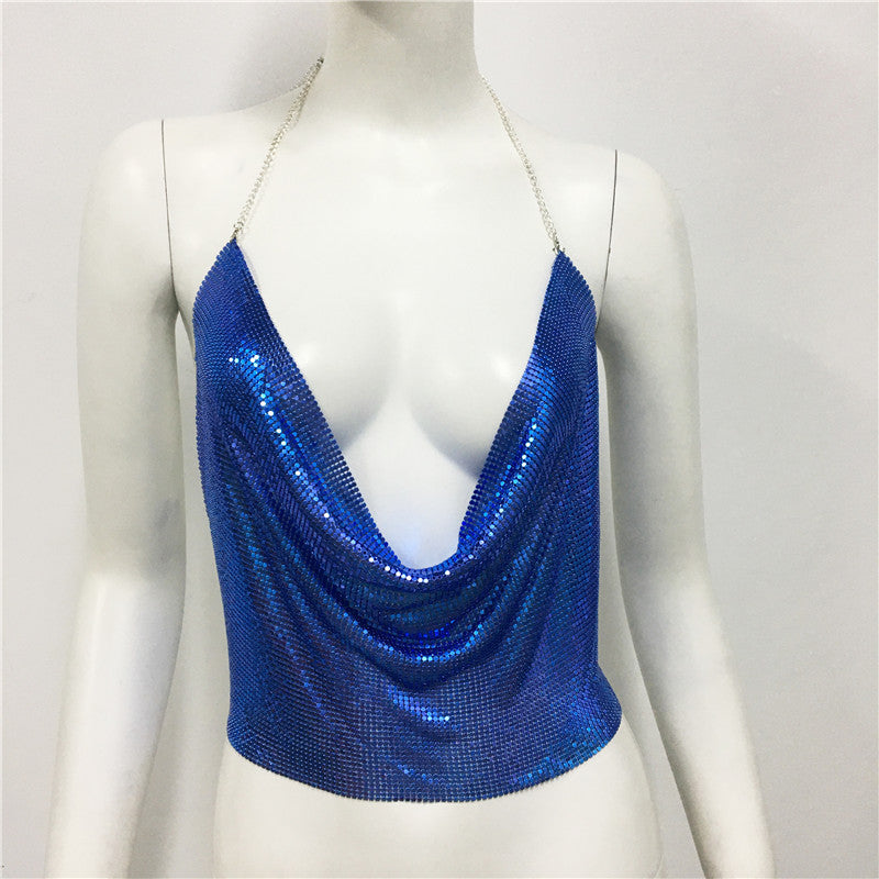 Sexy Women Metal Sequ Top Sexy Nightclub Party Sexy Top Sequin Sling