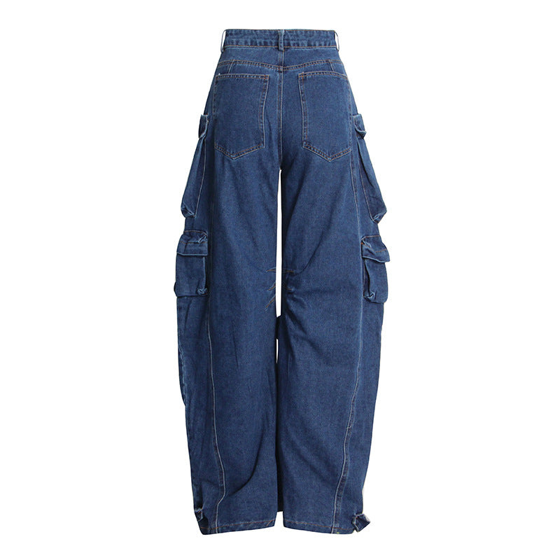 Multi Bag Wide Leg Jeans Herbst Winter Modische Cargohose Hip Hop Cool Series Hose