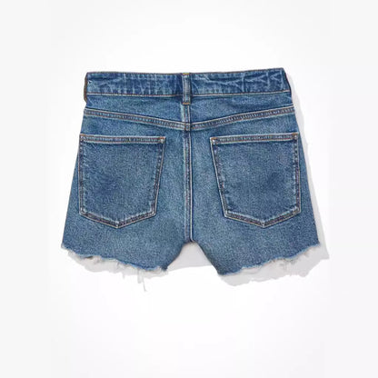 Zerrissene Shorts, geteilte Jeans-Shorts mit hoher Taille, schlankmachende Jeans-Shorts mit ausgefranstem Saum