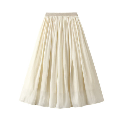 Mercerized Skirt Women Slim Fit Slimming Mid Length A line Skirt Elegant Summer Organza Skirt