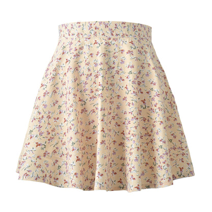 Floral Skirt High Waist Umbrella Skirt Invisible Zipper Chiffon Printed Short Skirt