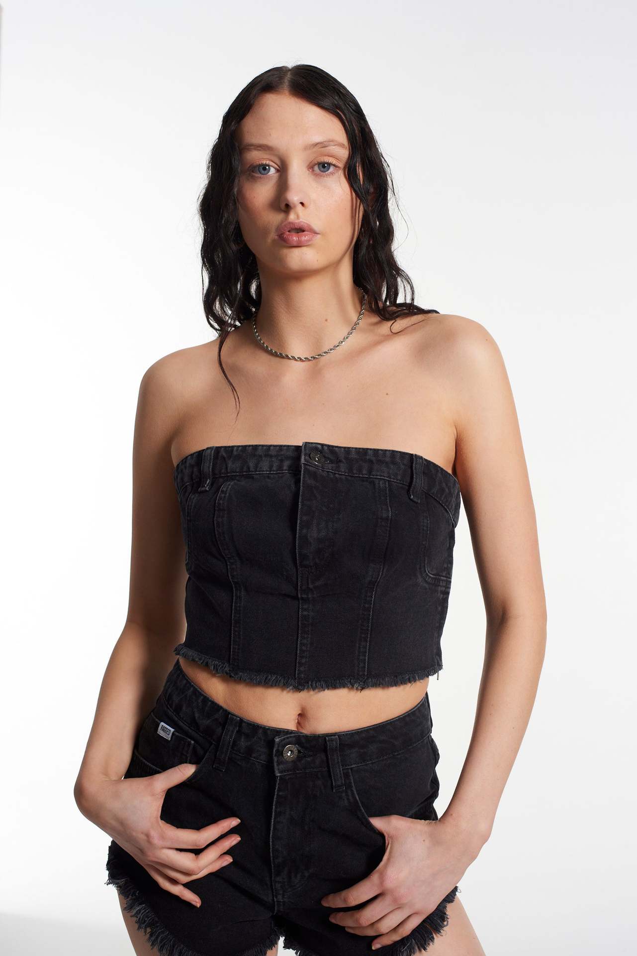 Schlankes Denim Tube Top Damen