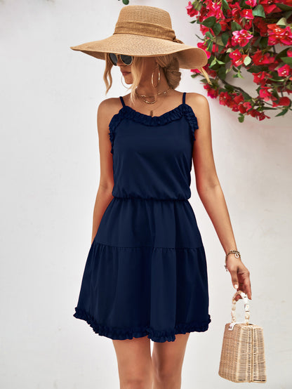 Women Clothing Spaghetti Strap Ruffle Dress