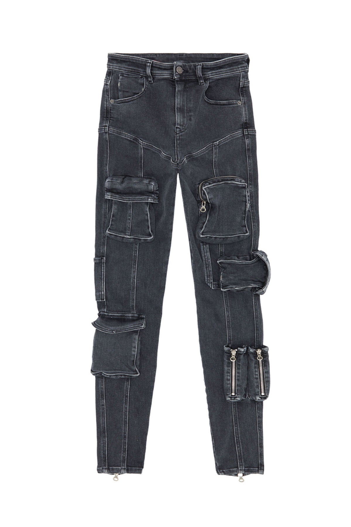 Moderne modische Overalls für Frühling und Sommer, mit Tasche, hoher Taille, schmale Passform, schmale Passform, hochelastischer, konischer Denim-Overall