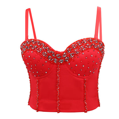 Sexy Handgemachte Strass Boning Korsett Gestaltung Korsett Frauen Oberbekleidung Weste Sling