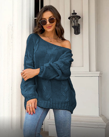 Mujer Otoño Invierno suéter suelto cuello redondo Color sólido suéter mujeres