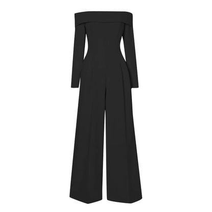 Summer Goddess off Neck Jumpsuit Elegant Socialite High Waist Slimming Drape Wide Leg Trousers