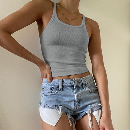 Sexy Slim U Neck Vest Summer Arrival Cotton Rib Bottoming Strappy Tops Women