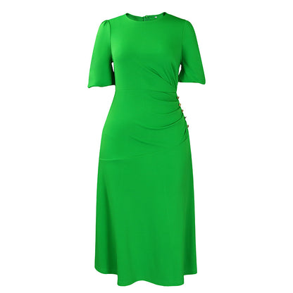 Women Wear Summer Round Neck Short Sleeve Sheath Dress