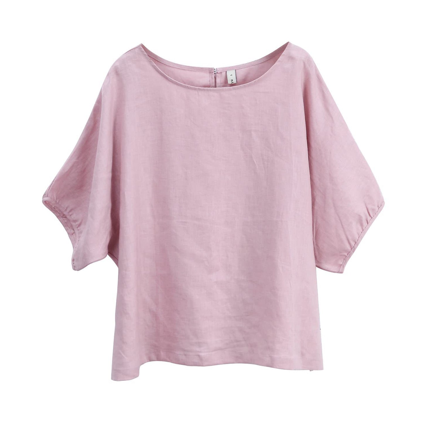 Summer Linen T shirt Women Special Interest Artistic Lantern Sleeve round Neck Cotton Linen Top