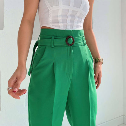 Summer Slim Leg Split Work Pant Cropped Pants Casual Women Pants Office Work Pant