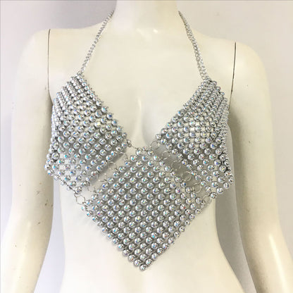 Frauen Kleidung Strass Spleißen Sling Sexy Unregelmäßigen Asymmetrischen Neckholder Weste Musik Festival Sexy Sling