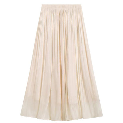 Streamer Mid Length Pantskirt Women Spring Summer High Grade Slimming Pearlescent Gauze Skirt Drape A line Skort