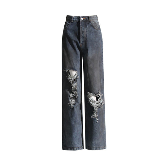 Pantalones vaqueros rasgados con diseño desgastado a la moda de primavera, pantalones adelgazantes de cintura alta que combinan con todo