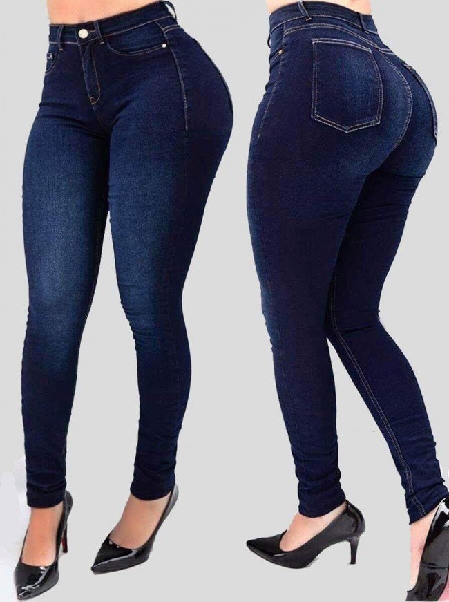 Hohe Taille Stretch Slim Fit Röhrenhose Shaping Jeans