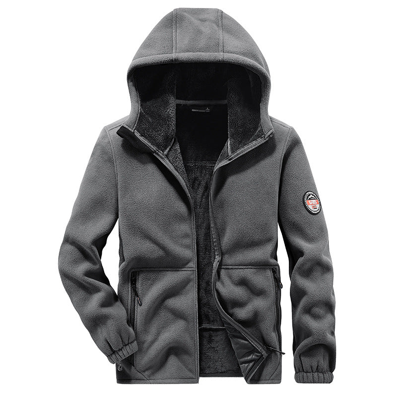 Plus Size Men's Jacket Sports Hooded Fleece-lined