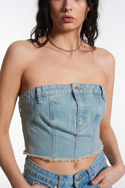 Schlankes Denim Tube Top Damen