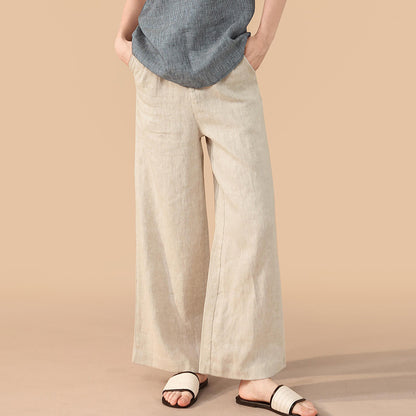 Nordic Loose Casual Trousers Women Linen Cotton Straight Leg Pants High Sense All Matching Graceful Cotton Linen Wide Leg Pants