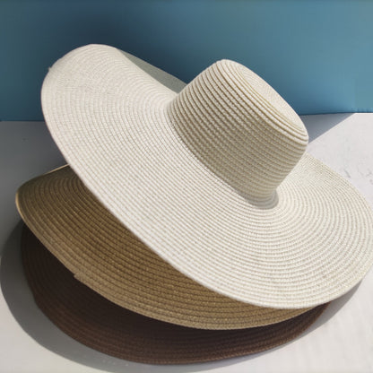 Tablero ligero sombrero de paja de ala grande de 14CM cúpula de playa a prueba de sol para mujer