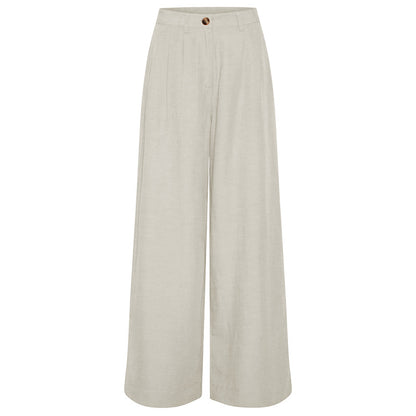 Pantalones informales sueltos de estilo nórdico para mujer, pantalones de pierna recta de algodón y lino, pantalones de pierna ancha de lino y algodón elegantes a juego