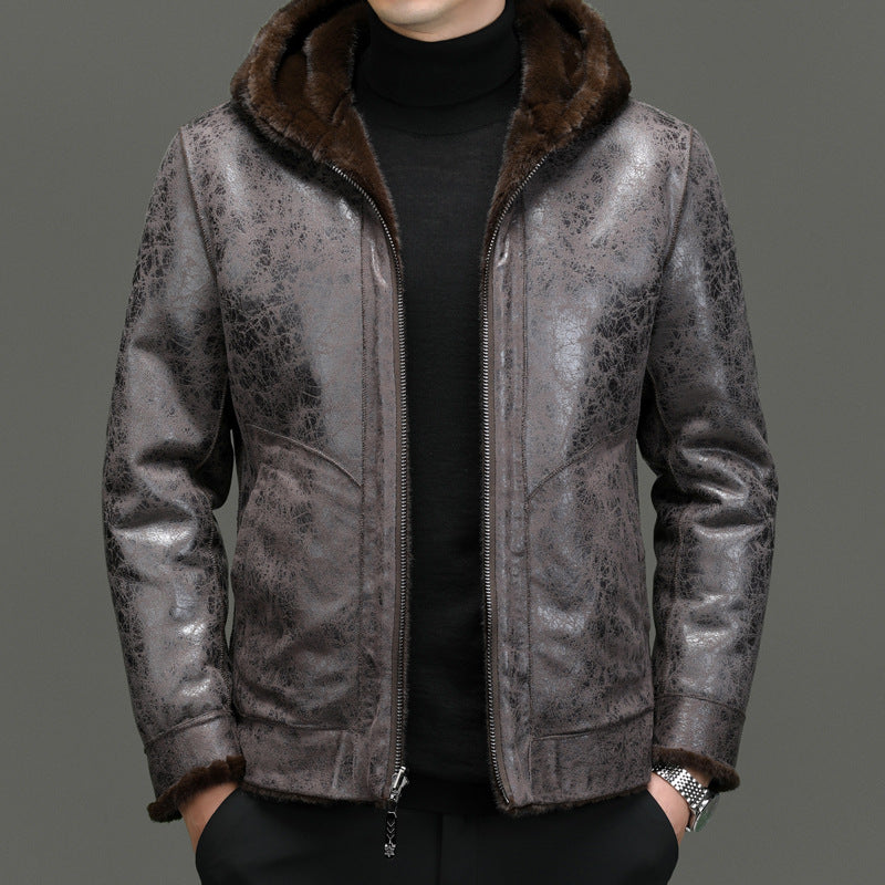 Men's Double-sided Double Gold Mink Velvet Turn-down Collar Coat