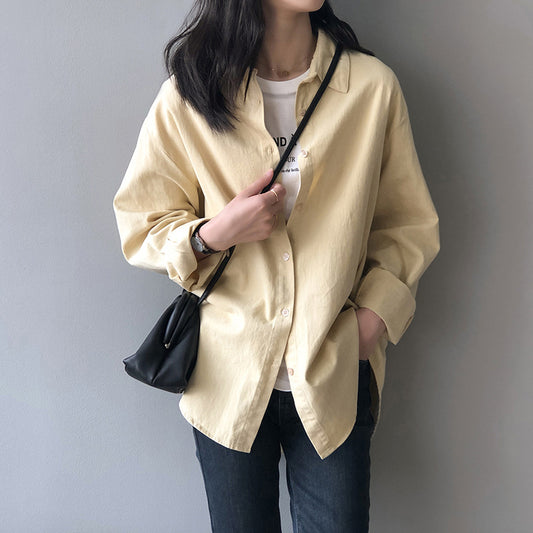 Simple Graceful Shirt Women Spring Loose Casual Shirt