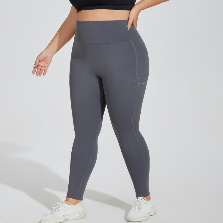 Plus Size Sporttasche Fitnesshose Buchstabengrafik Pfirsichhose Laufen Hüftheben Hohe Taille Stretch Strumpfhose Yogahose Damen