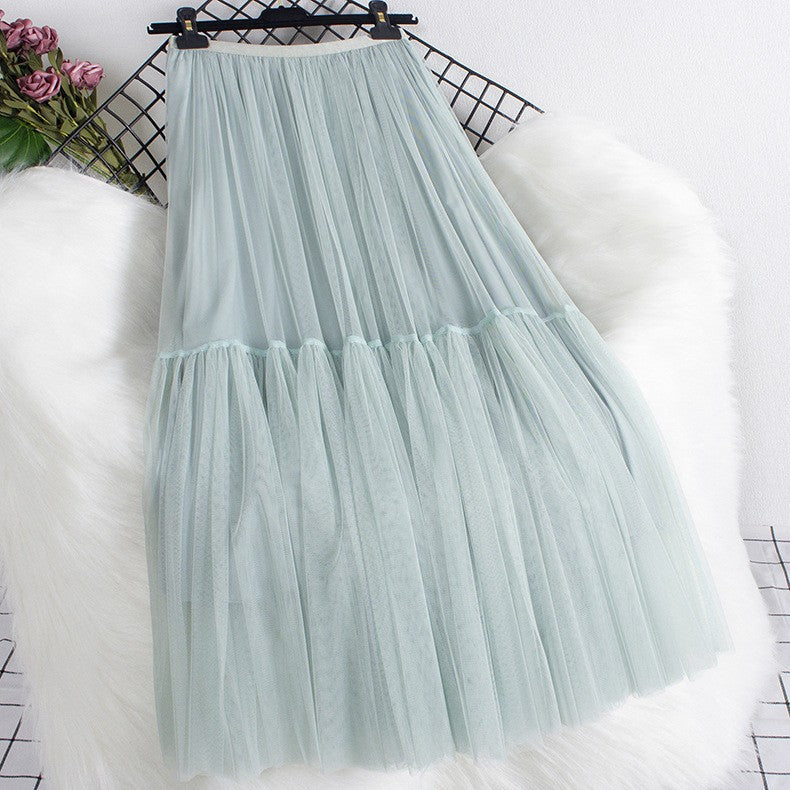 Large Swing A- Line Umbrella Mid-length Mesh Bubble Skirt