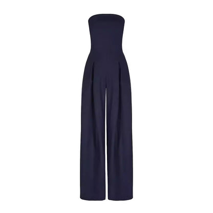 Women Casual Backless Slim Fit Smocking Jumpsuit