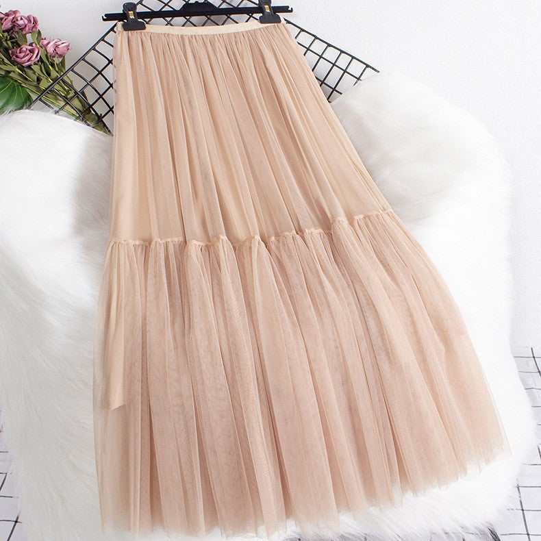 Large Swing A- Line Umbrella Mid-length Mesh Bubble Skirt