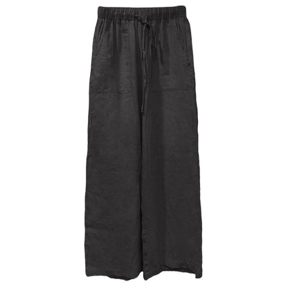 Reine Leinenhose mit geradem Bein und Schnürung, Frühlingshose aus Baumwollleinen für Damen, lockere, lässige Hose