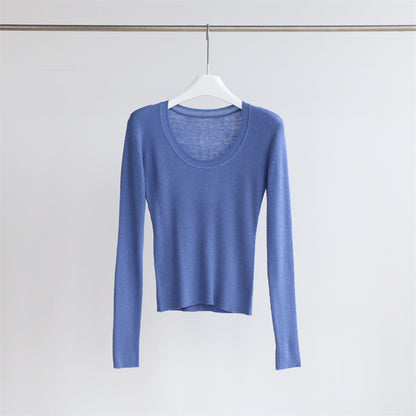 U Collar Sweater Base Shirt Autumn Winter Sweater Inner Wearing Women Clothing Top