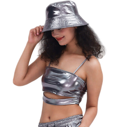 Süßes Pailletten-Oberteil für Damen in Metallic-Optik, für Musikfestivals, Partys, Aktivitäten, Performance-Kleidung, Top für Damen