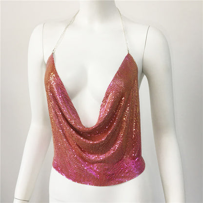 Sexy Women Metal Sequ Top Sexy Nightclub Party Sexy Top Sequin Sling