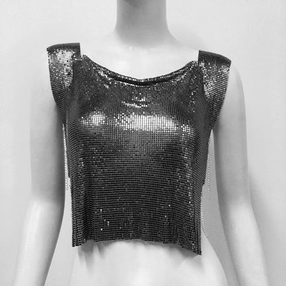 Ropa de mujer Metal Sequ Top Festival de Música Ropa de Carnaval personalidad conjunta Hipster chaleco