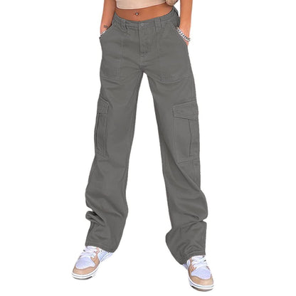 Slim High Waist Multi Pocket Cargo Pants Women