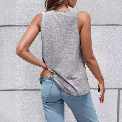 Women Clothing V neck Lace Loose Top Office Vest Shirt Women