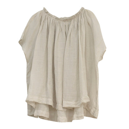 T shirt Top Niche Wooden Ear Collar Summer Slightly Transparent Loose Batwing Sleeve Blouse