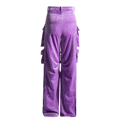 Nähte Multi Pocket High Waist Tooling Pants Herbst Einzigartiges Design Freizeithose für Damen