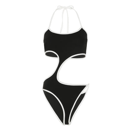 Summer Swimsuit Jumpsuit Hollow Out Cutout out Cropped Tube Top One Piece Briefs Sexy Long Braces