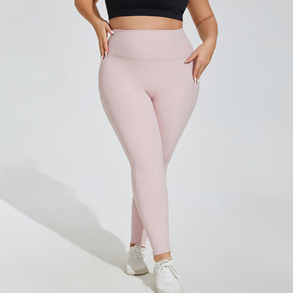 Plus Size Sports Pocket Fitness Trousers Letter Graphic Peach Pants Running Hip Raise High Waist Stretch Tights Yoga Pants Women