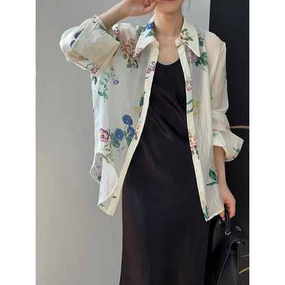 French Floral Shirt for Women Spring Summer High Grade Fashionable Loose Top