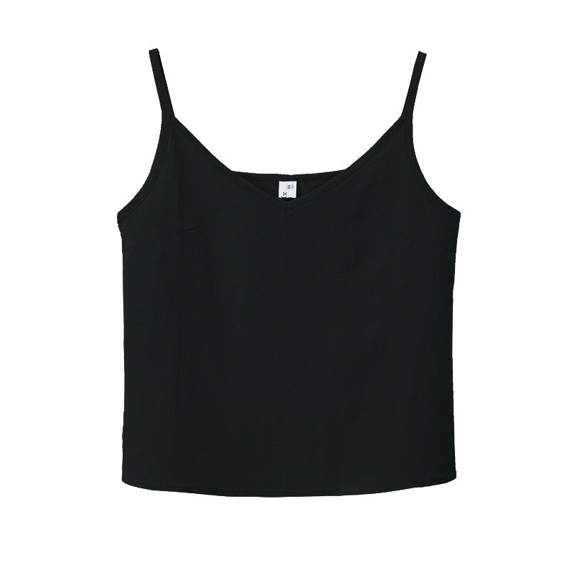 Camisola de ramio para mujer, ropa interior de primavera y verano, base de lino y algodón, nicho que se puede usar con cuello redondo, sin mangas, top de lino y algodón