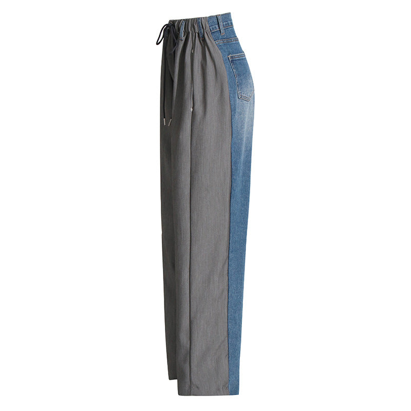 Personalisierte Street Design Casual Hosen Herbst Schnürung Nähte Elastische Taille Gerade Bein Hose