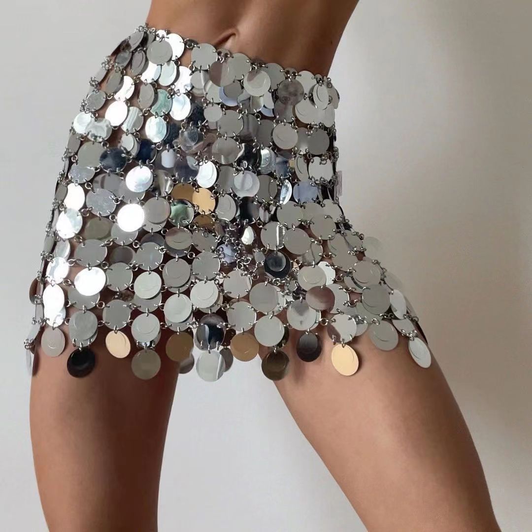 Direct Criss Cross Punk Sexy Sequin Skirt