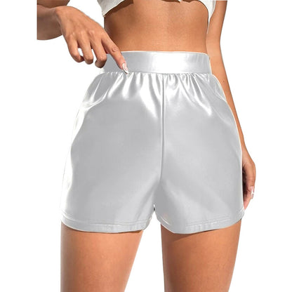 Sommer Sexy Patent Leder Shorts Hosen Frauen Hohe Taille Lose Beiläufige Hosen Frauen