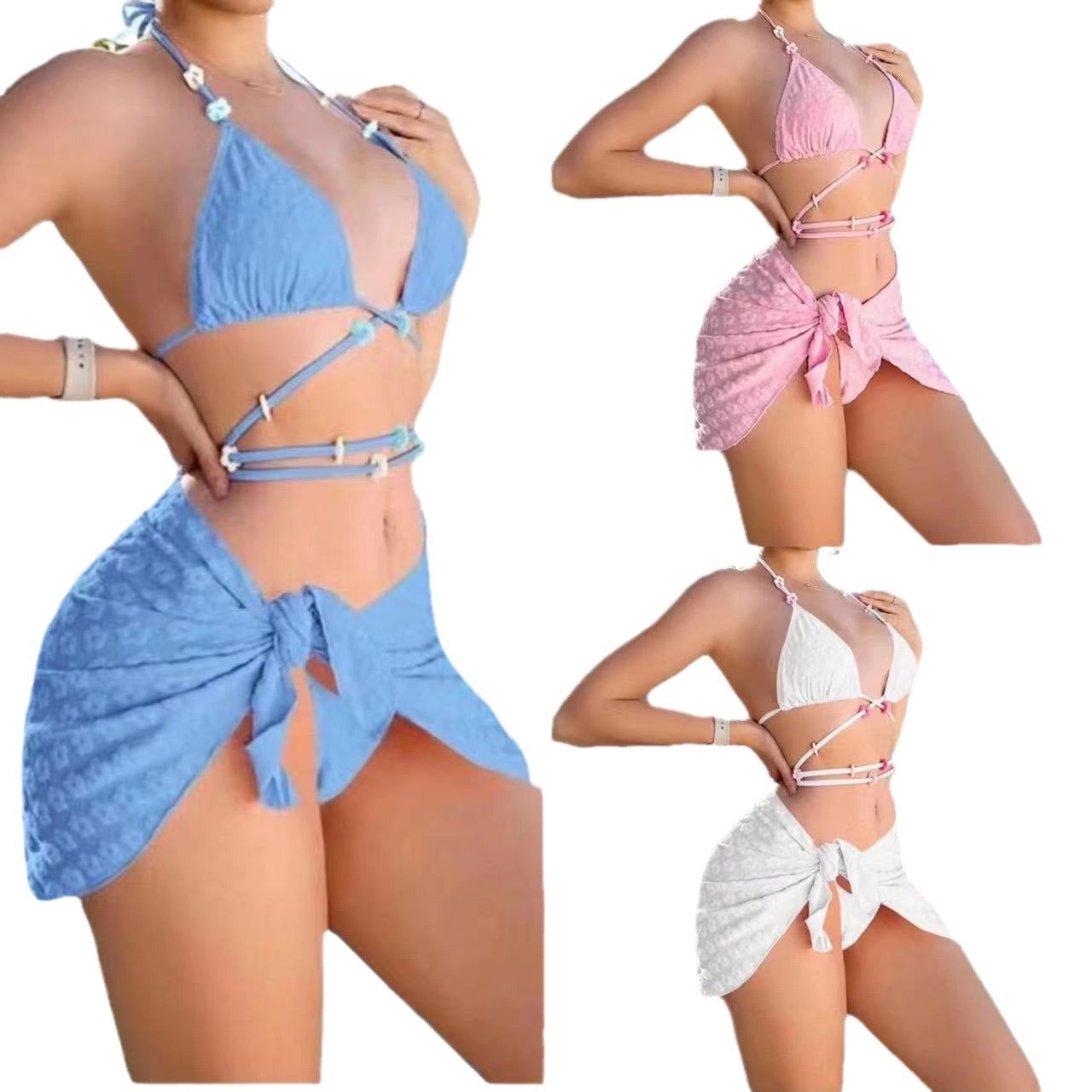 Fashion Ladies Three-piece Set Strap Split Swimsuit