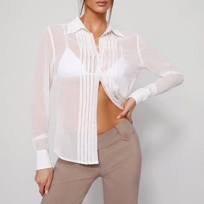 Conjunto de dos piezas de chaleco tipo camisa con cuello tipo polo para mujer, traje superior ajustado con cintura halter sexy