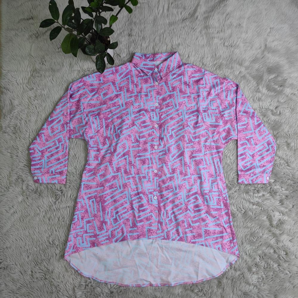 Camisa holgada informal con estampado para oficina de verano para mujer