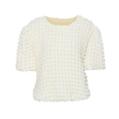 Texture Bubble Feeling Loose Design Doll Shirt T Shirt Top